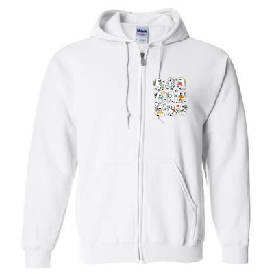 Retro Halloween Science Teacher Ghost Laboratory Teacher Full Zip Hoodie