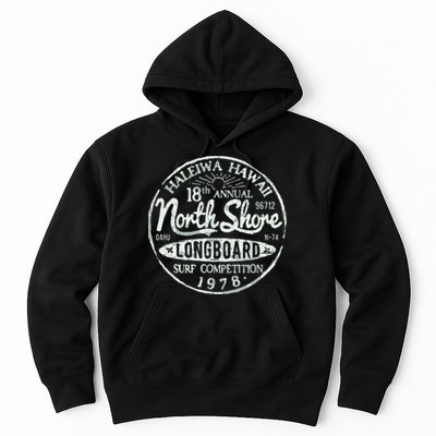 Retro Hawaii Surf Vintage Pacific Beach Long Board Wave Hoodie