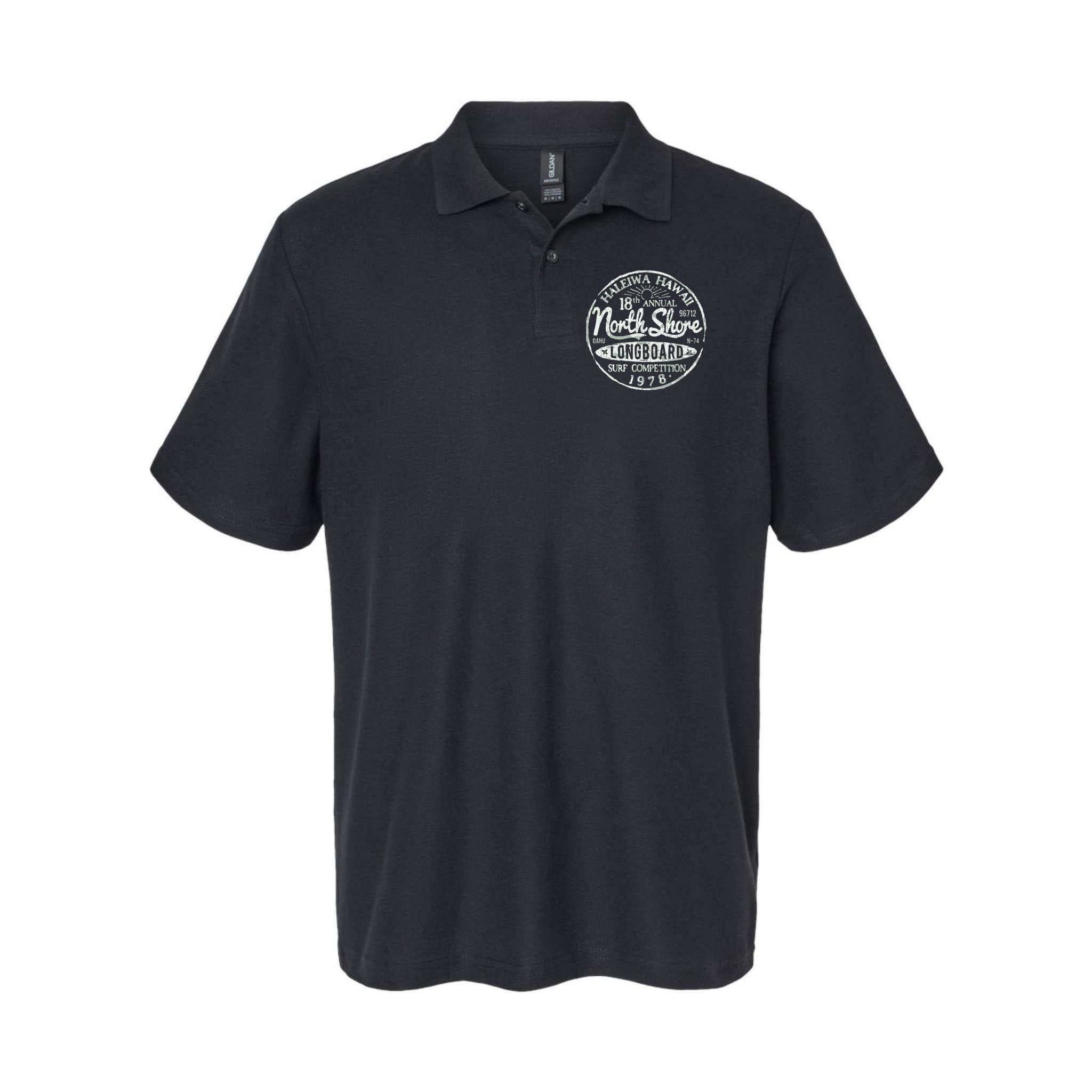 Retro Hawaii Surf Vintage Pacific Beach Long Board Wave Polo