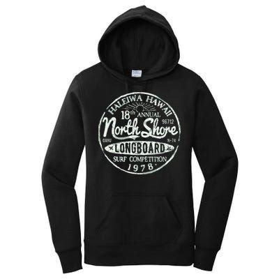 Retro Hawaii Surf Vintage Pacific Beach Long Board Wave Women's Pullover Hoodie