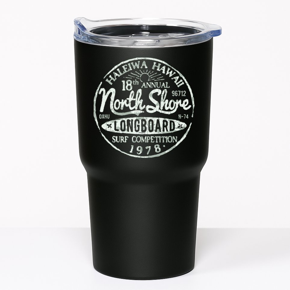 Retro Hawaii Surf Vintage Pacific Beach Long Board Wave Tumbler