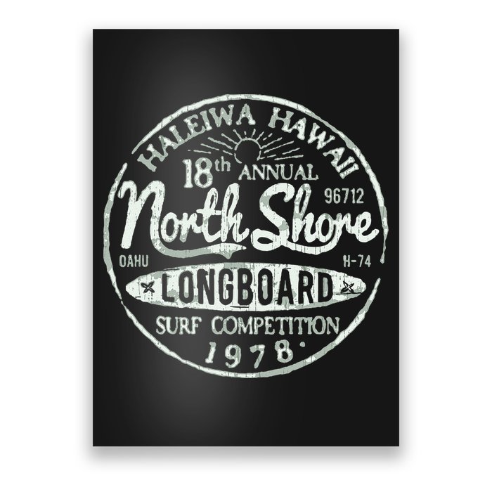 Retro Hawaii Surf Vintage Pacific Beach Long Board Wave Poster