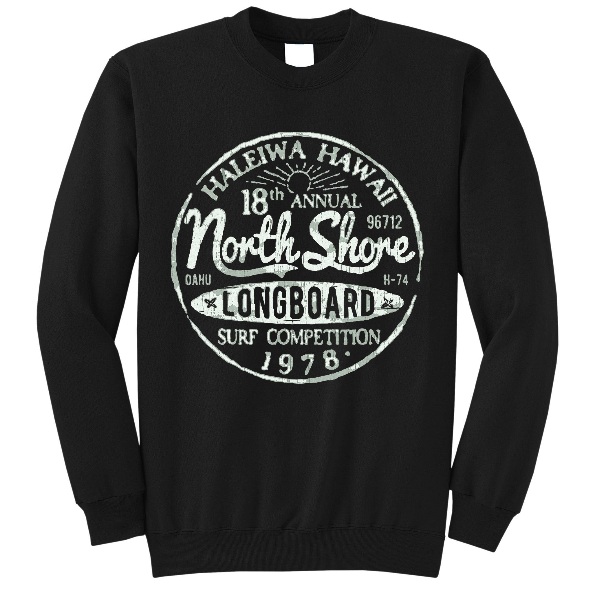 Retro Hawaii Surf Vintage Pacific Beach Long Board Wave Tall Sweatshirt