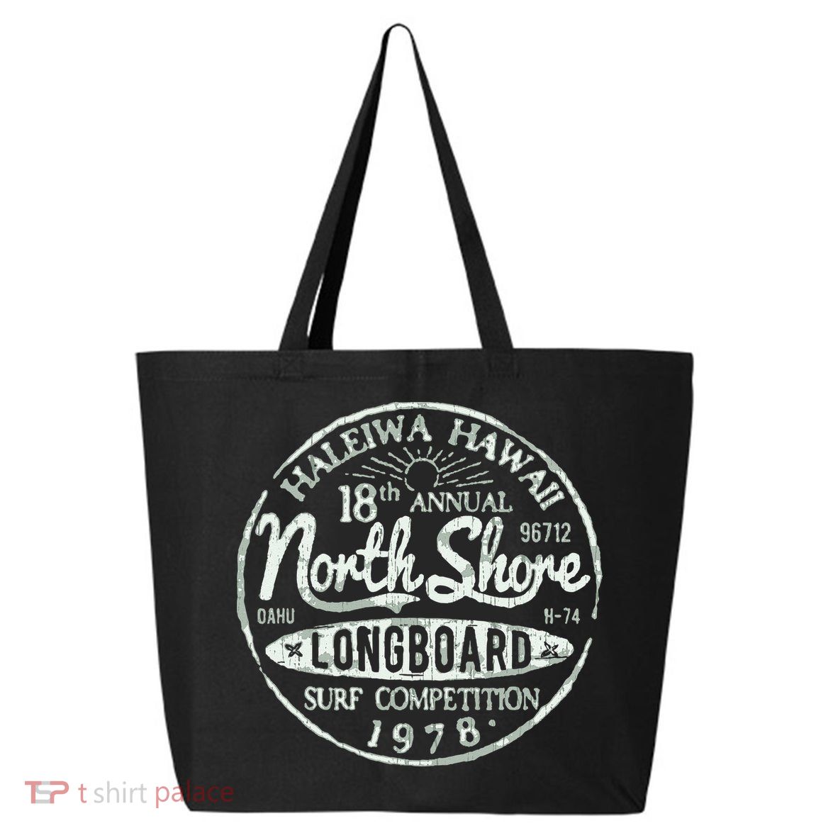 Retro Hawaii Surf Vintage Pacific Beach Long Board Wave 25L Jumbo Tote