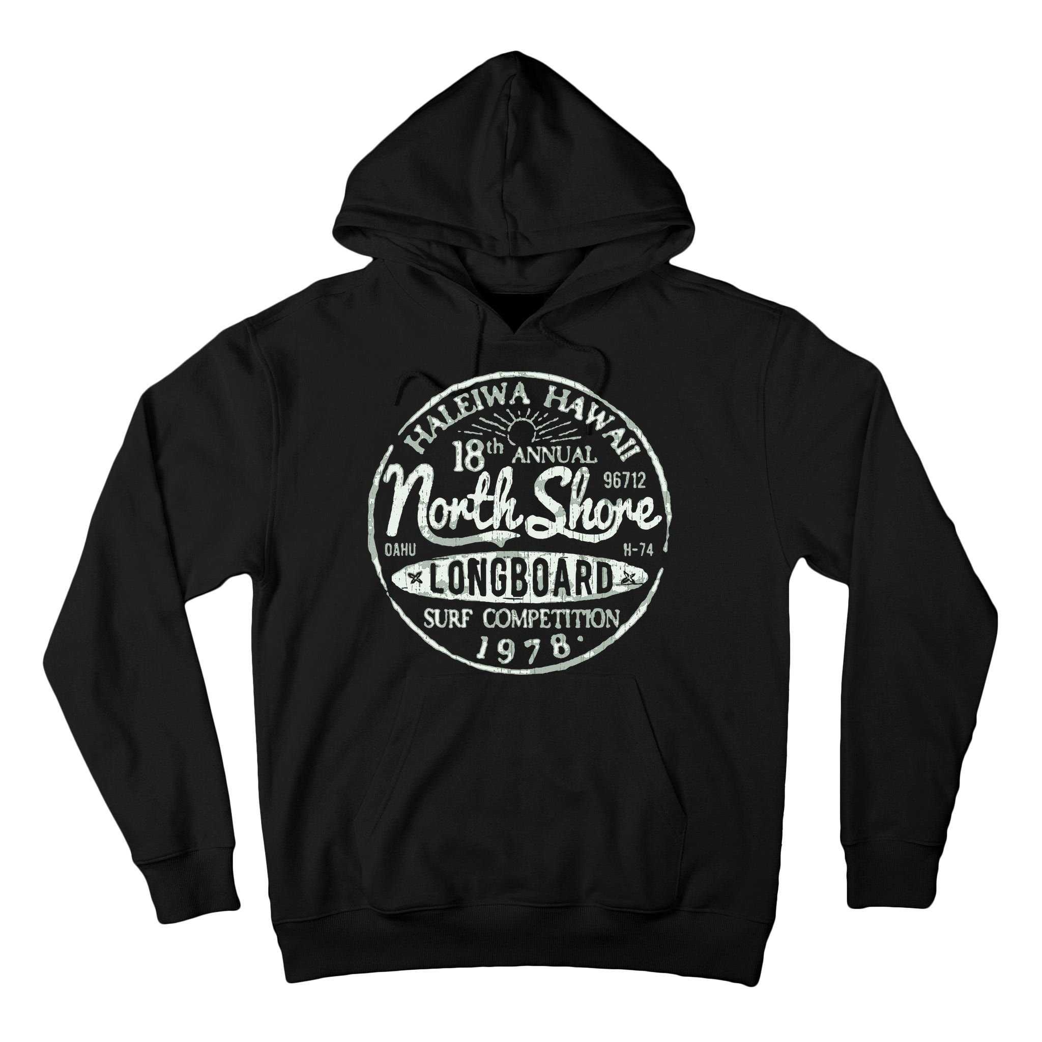 Retro Hawaii Surf Vintage Pacific Beach Long Board Wave Tall Hoodie