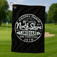 Retro Hawaii Surf Vintage Pacific Beach Long Board Wave Golf Towel