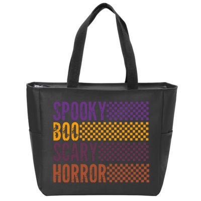 Retro Halloween Spooky Boo Scary Horror Halloween Vibes Spooky Zip Tote Bag