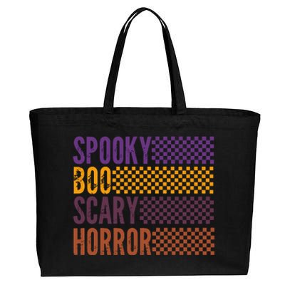 Retro Halloween Spooky Boo Scary Horror Halloween Vibes Spooky Cotton Canvas Jumbo Tote