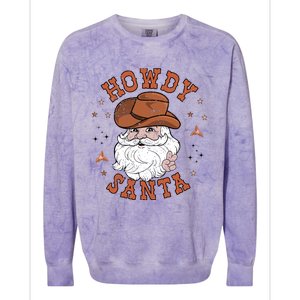 Retro Howdy Santa Cowboy Cowgirl Western Howdy Christmas Colorblast Crewneck Sweatshirt