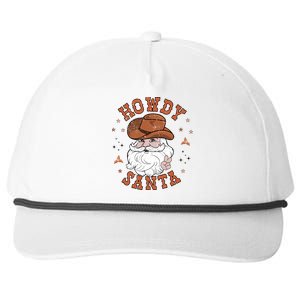 Retro Howdy Santa Cowboy Cowgirl Western Howdy Christmas Snapback Five-Panel Rope Hat