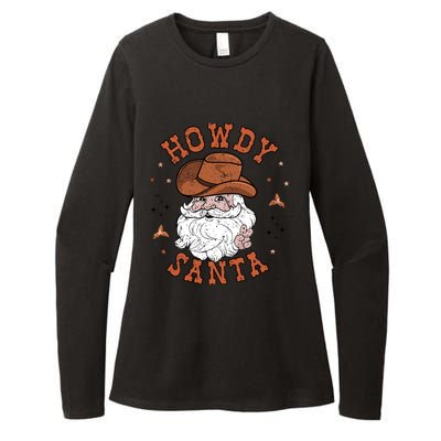 Retro Howdy Santa Cowboy Cowgirl Western Howdy Christmas Womens CVC Long Sleeve Shirt