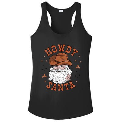 Retro Howdy Santa Cowboy Cowgirl Western Howdy Christmas Ladies PosiCharge Competitor Racerback Tank