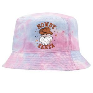 Retro Howdy Santa Cowboy Cowgirl Western Howdy Christmas Tie-Dyed Bucket Hat