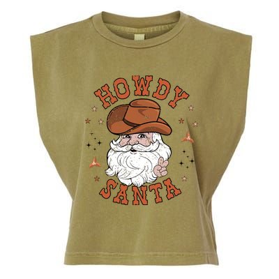 Retro Howdy Santa Cowboy Cowgirl Western Howdy Christmas Garment-Dyed Women's Muscle Tee