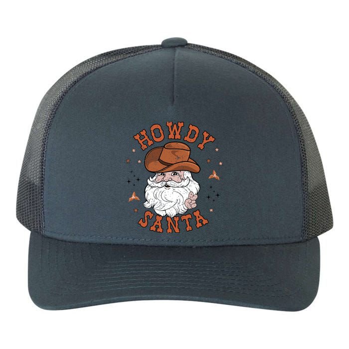 Retro Howdy Santa Cowboy Cowgirl Western Howdy Christmas Yupoong Adult 5-Panel Trucker Hat