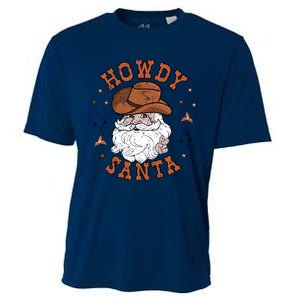 Retro Howdy Santa Cowboy Cowgirl Western Howdy Christmas Cooling Performance Crew T-Shirt