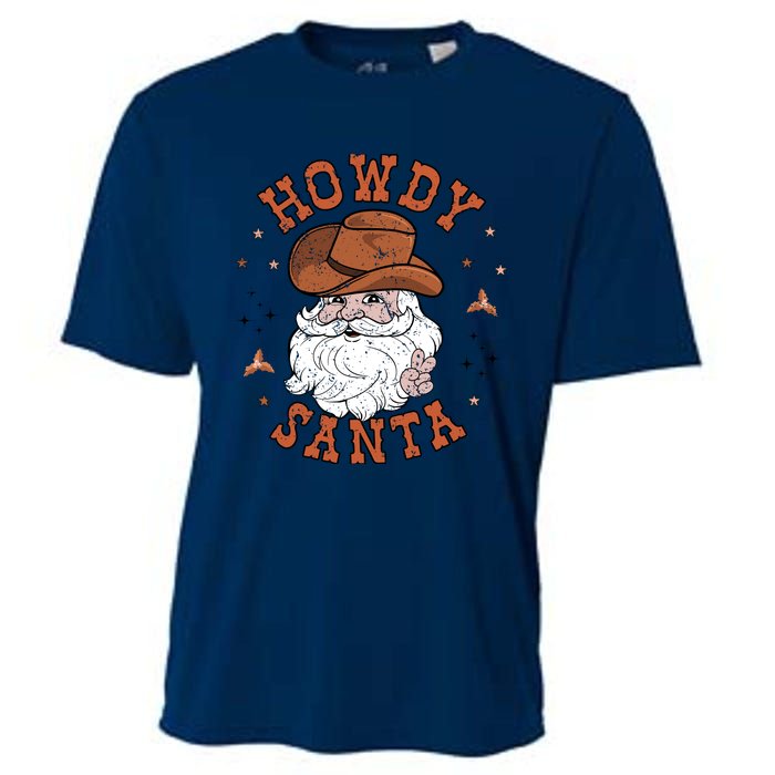 Retro Howdy Santa Cowboy Cowgirl Western Howdy Christmas Cooling Performance Crew T-Shirt