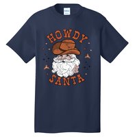 Retro Howdy Santa Cowboy Cowgirl Western Howdy Christmas Tall T-Shirt