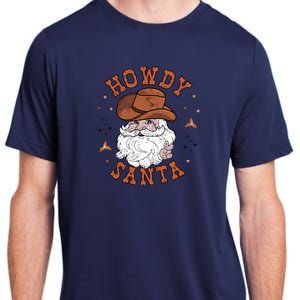 Retro Howdy Santa Cowboy Cowgirl Western Howdy Christmas Adult ChromaSoft Performance T-Shirt