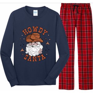 Retro Howdy Santa Cowboy Cowgirl Western Howdy Christmas Long Sleeve Pajama Set