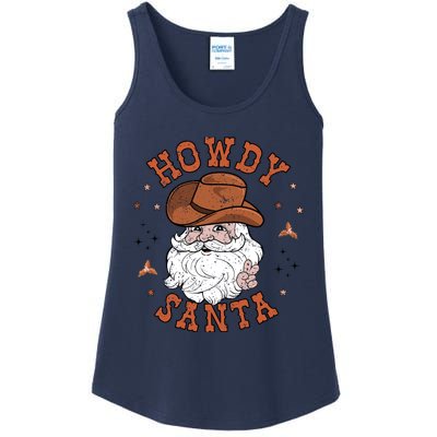 Retro Howdy Santa Cowboy Cowgirl Western Howdy Christmas Ladies Essential Tank