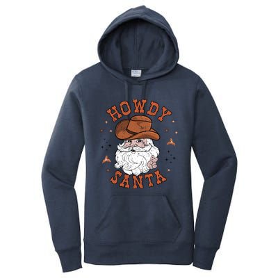 Retro Howdy Santa Cowboy Cowgirl Western Howdy Christmas Women's Pullover Hoodie