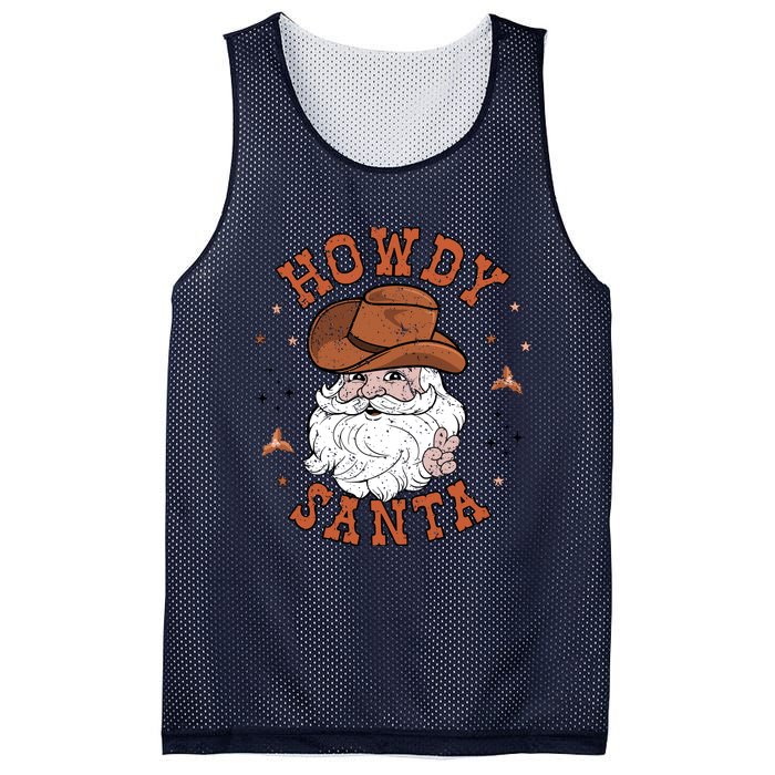 Retro Howdy Santa Cowboy Cowgirl Western Howdy Christmas Mesh Reversible Basketball Jersey Tank