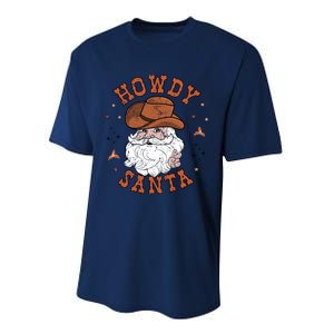 Retro Howdy Santa Cowboy Cowgirl Western Howdy Christmas Performance Sprint T-Shirt