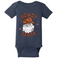 Retro Howdy Santa Cowboy Cowgirl Western Howdy Christmas Baby Bodysuit