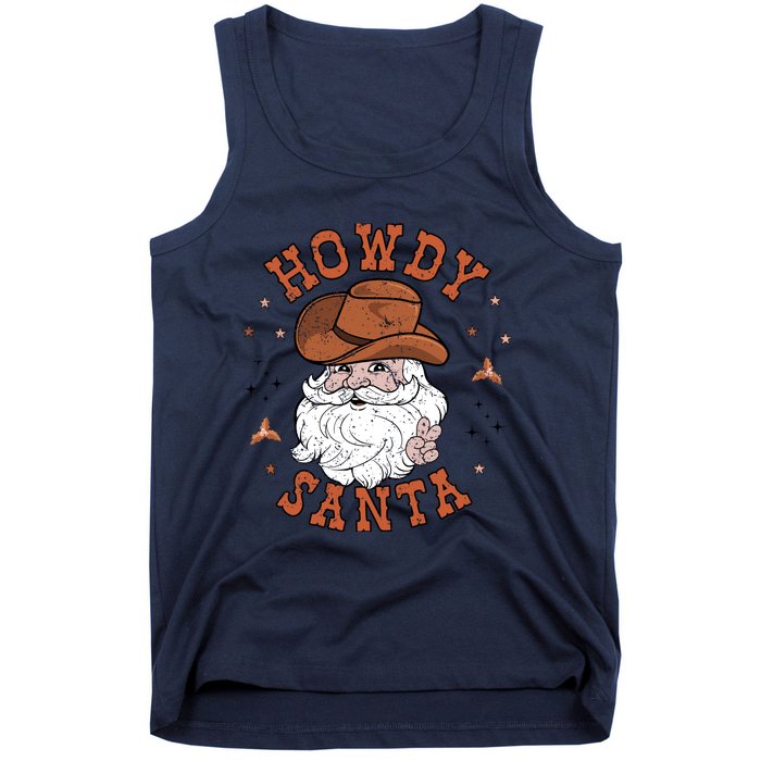 Retro Howdy Santa Cowboy Cowgirl Western Howdy Christmas Tank Top