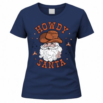 Retro Howdy Santa Cowboy Cowgirl Western Howdy Christmas Women's T-Shirt