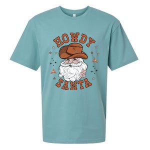 Retro Howdy Santa Cowboy Cowgirl Western Howdy Christmas Sueded Cloud Jersey T-Shirt