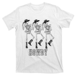 Retro Howdy Skeleton Cowgirl Dancing Cowboy Boots Horse T-Shirt