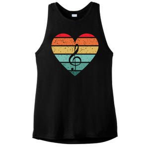 Retro Heart Sunset Note Music School Ladies PosiCharge Tri-Blend Wicking Tank