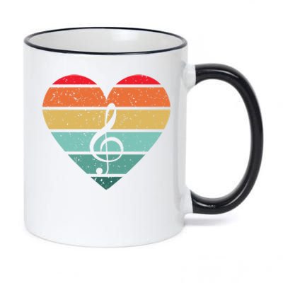 Retro Heart Sunset Note Music School 11oz Black Color Changing Mug