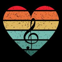 Retro Heart Sunset Note Music School Drawstring Bag