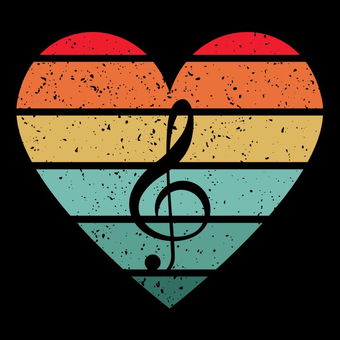 Retro Heart Sunset Note Music School Drawstring Bag