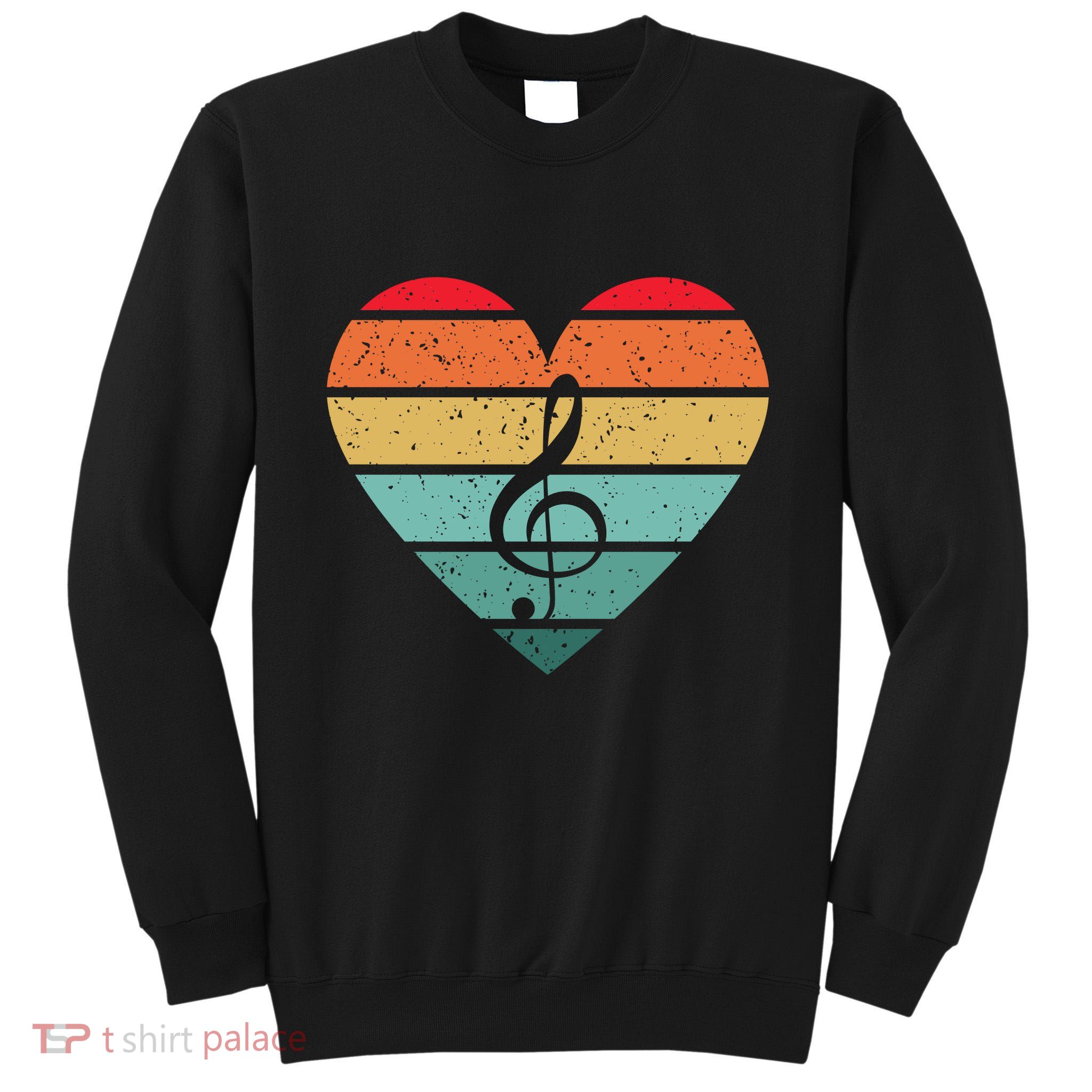 Retro Heart Sunset Note Music School Tall Sweatshirt
