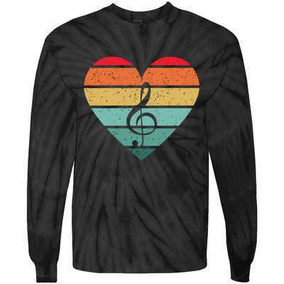 Retro Heart Sunset Note Music School Tie-Dye Long Sleeve Shirt