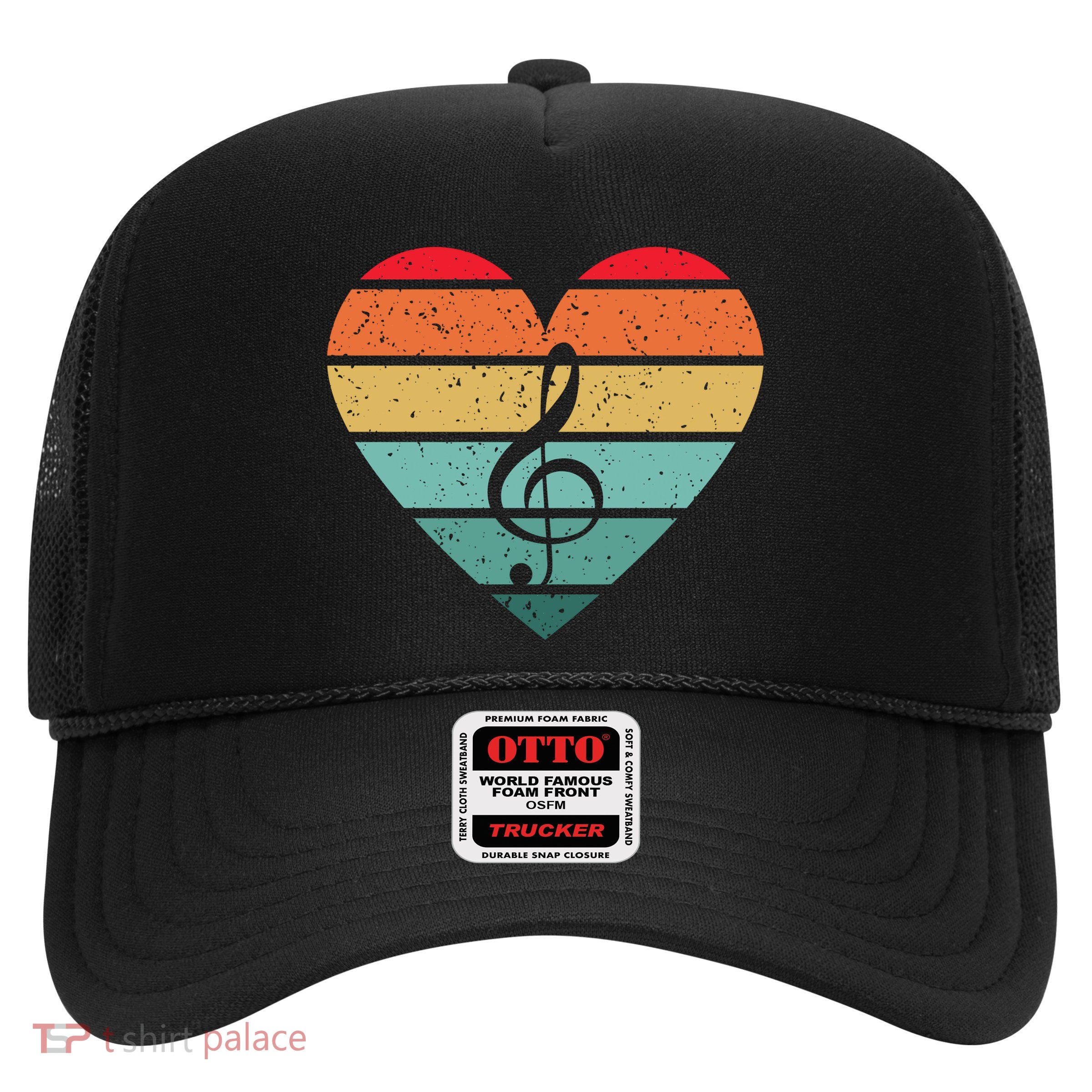 Retro Heart Sunset Note Music School Trucker Hat