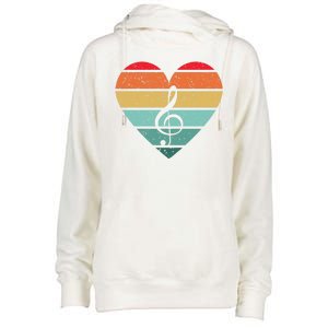 Retro Heart Sunset Note Music School Womens Funnel Neck Pullover Hood