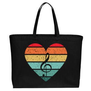 Retro Heart Sunset Note Music School Cotton Canvas Jumbo Tote