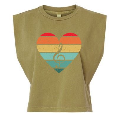 Retro Heart Sunset Note Music School Garment-Dyed Women's Muscle Tee
