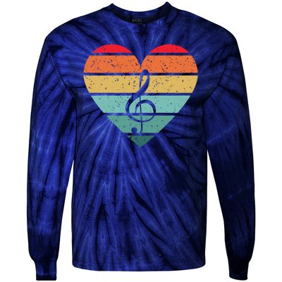 Retro Heart Sunset Note Music School Tie-Dye Long Sleeve Shirt