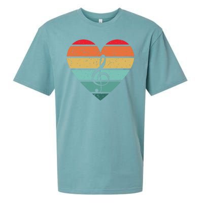 Retro Heart Sunset Note Music School Sueded Cloud Jersey T-Shirt