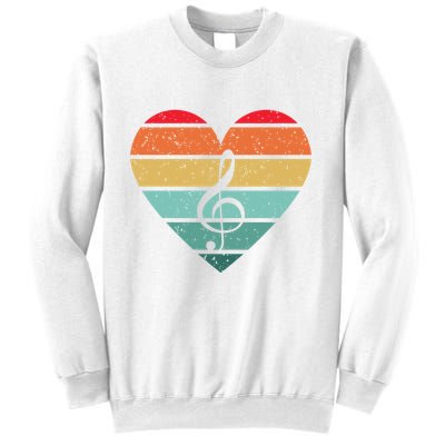 Retro Heart Sunset Note Music School Sweatshirt