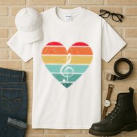 Retro Heart Sunset Note Music School Tall T-Shirt