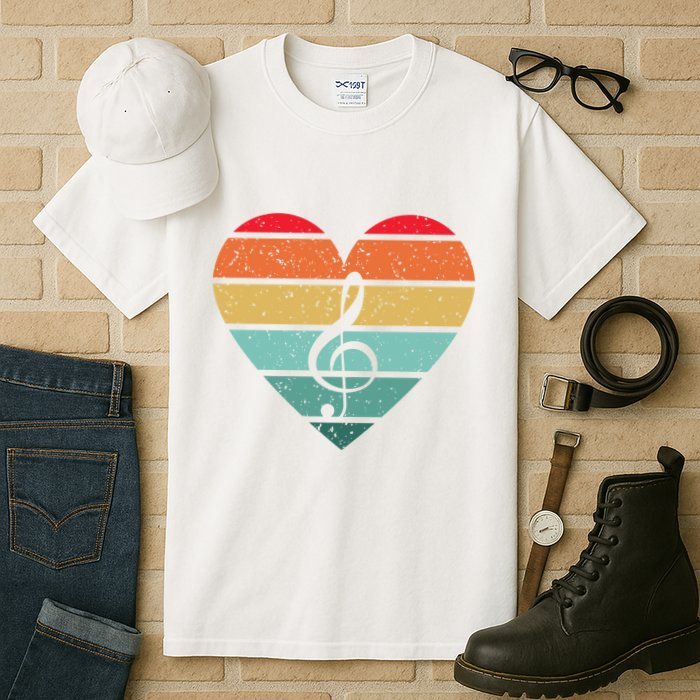 Retro Heart Sunset Note Music School Tall T-Shirt