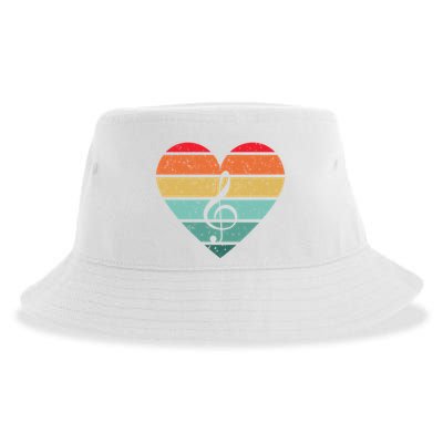 Retro Heart Sunset Note Music School Sustainable Bucket Hat