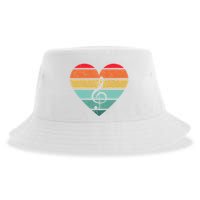 Retro Heart Sunset Note Music School Sustainable Bucket Hat